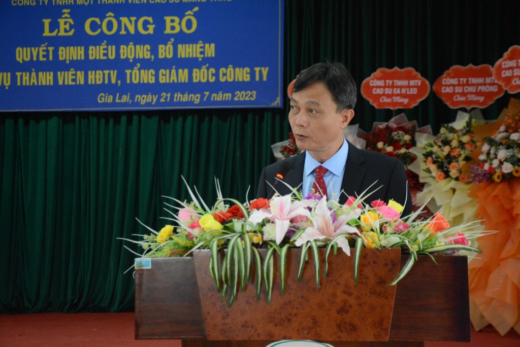 Ông Trương Văn Hội được bổ nhiệm chức vụ Tổng Giám đốc Công ty TNHH MTV Cao su Mang Yang